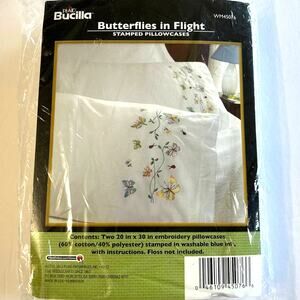 Bucilla Butterflies in Flight Needlepoint Stamped Pillowcases #WM45176 NIP